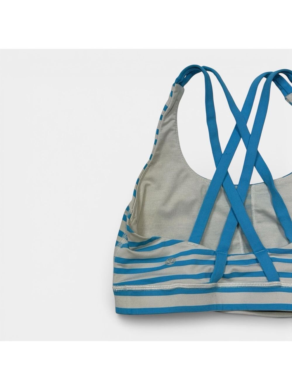LULULEMON Energy Bra Twin Stripe Spry Blue Sports Bra, Athletic Bra, Sz 6 - Picture 7 of 13